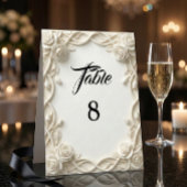 Numéro De Table Romantic Ivory Cream Faux Relief