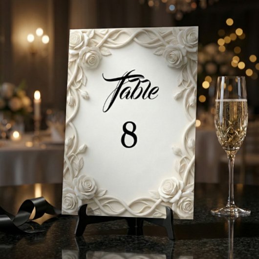 Numéro De Table Romantic Ivory Cream Faux Relief