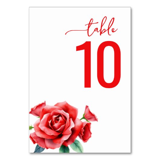 Numéro De Table Romantic Red Floral Table Card (Par défaut)