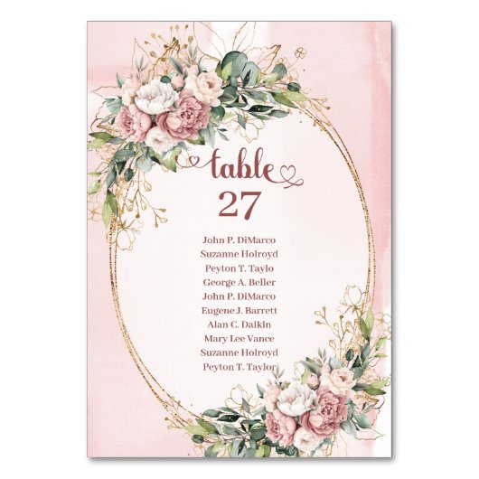 Numéro De Table Romantic Rose Gold Flowers Greenery Table Numbers (Par défaut)