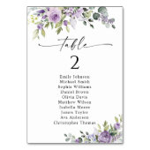 Numéro De Table Romantic Violet Flower Table Seating Chart Cards (Dos)