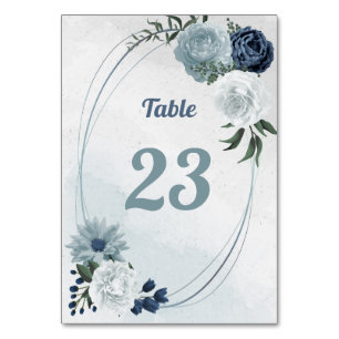 Numéro De Table romantique blanc & bleu vert fleuri