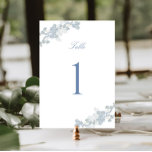 Numéro De Table Romantique bleu doux Vintage Floral Mariage<br><div class="desc">Elégante carte de numéro de table mariage romantique,  ornée d'une étonnante aquarelle bleue florale design et calligraphie classique.</div>