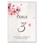Numéro De Table Romantique cerisier rose fleur mariage élégant (Dos)
