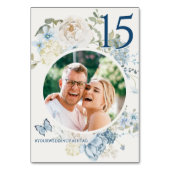 Numéro De Table Romantique Dusty Blue Floral Mariage Photo (Dos)