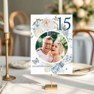 Numéro De Table Romantique Dusty Blue Floral Mariage Photo