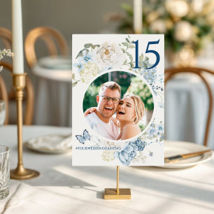 Numéro De Table Romantique Dusty Blue Floral Mariage Photo
