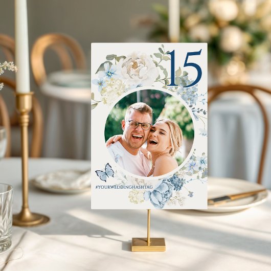 Numéro De Table Romantique Dusty Blue Floral Mariage Photo