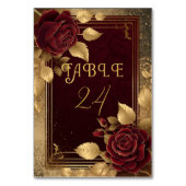 Numéro De Table Romantique Elégant Bourgogne Rouge Rose & Mariage (Dos)