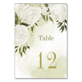 Numéro De Table Romantique fleurs blanches verdure botanique (Dos)