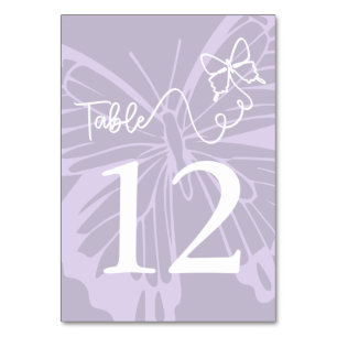 Numéro De Table Romantique Muted Lavender Butterfly Garden Mariage