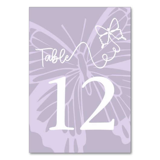 Numéro De Table Romantique Muted Lavender Butterfly Garden Mariage (Dos)