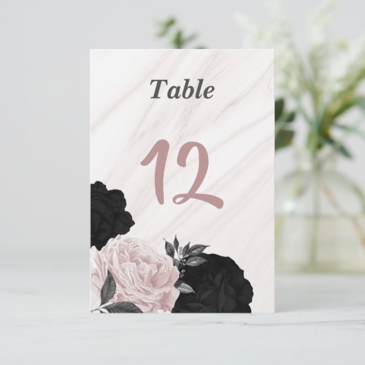Numéro de table romantique noire et rose (Debout devant)