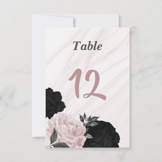 Numéro de table romantique noire et rose (Dos)
