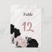 Numéro de table romantique noire et rose (Devant / Derrière)