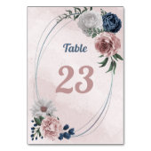 Numéro De Table romantique rose bleu & blanc fleuri vert (Dos)