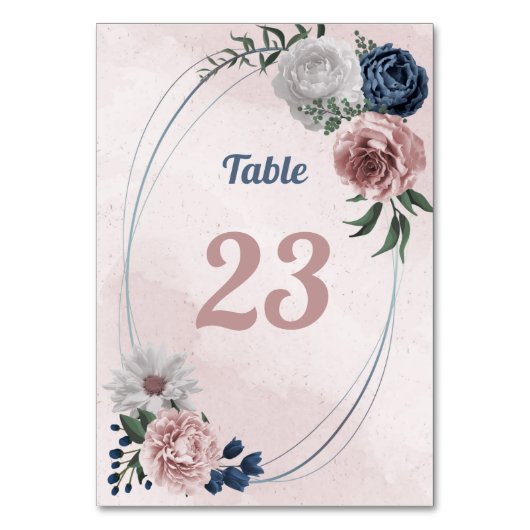 Numéro De Table romantique rose bleu & blanc fleuri vert (Par défaut)