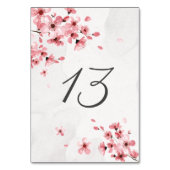 Numéro De Table Romantique rose cerisier fleur mariage modifiable (Dos)