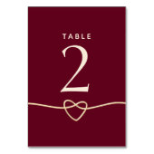 Numéro De Table Romantique Rouge Bourgogne Mariage (Dos)