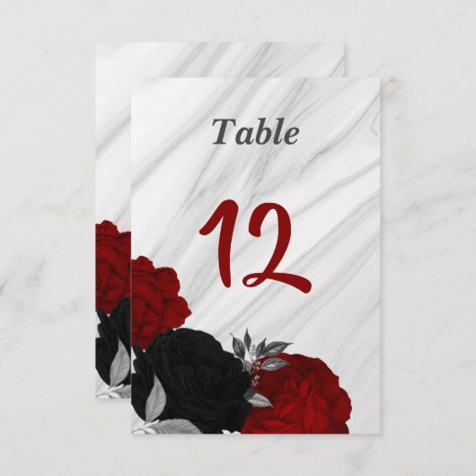 Numéro de table romantique rouge et noire (Devant / Derrière)