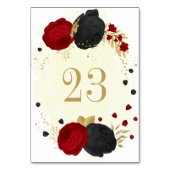 Numéro De Table Romantique rouge & fleurs noires or mariage (Dos)