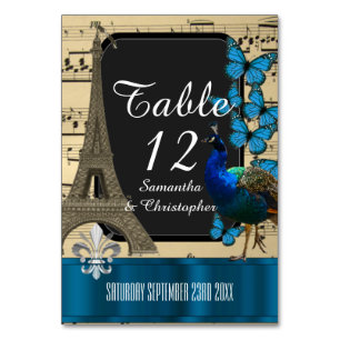 Numéro De Table Romantique vintage Paris mariage