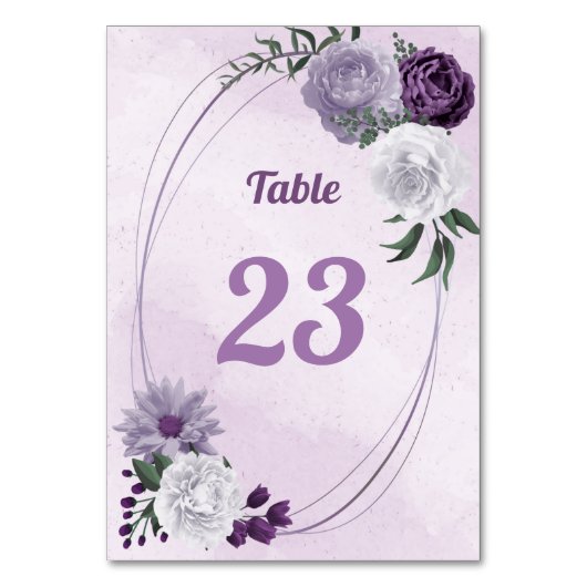 Numéro De Table Romantique violet & blanc fleuri vert (Par défaut)