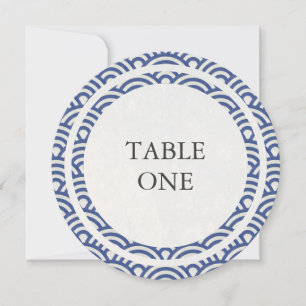 Numéro de table rond avec vagues stylisées Seigha