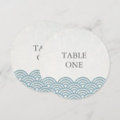 Numéro de table rond avec vagues stylisées Seigha (Devant / Derrière)