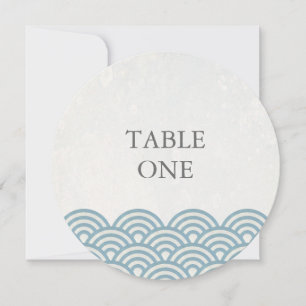 Numéro de table rond avec vagues stylisées Seigha