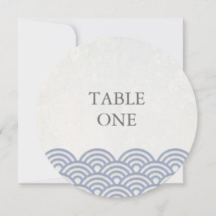 Numéro de table rond avec vagues stylisées Seigha