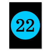 Numéro de table rond bleu aqua et noir (Dos)