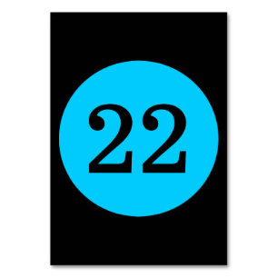 Numéro de table rond bleu aqua et noir