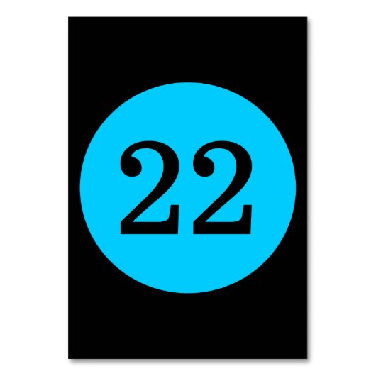 Numéro de table rond bleu aqua et noir (Par défaut)