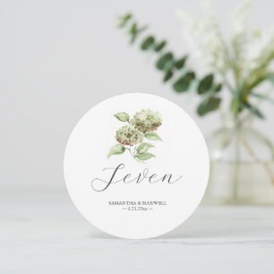 Numéro de table rond pour mariage aux hortensias