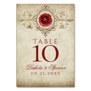 Numéro De Table Rose à bijoux   Vintage Crimson Red Gem Grunge