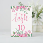 Numéro de table rose à fleurs de cerisier pour pla (Debout devant)