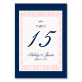 Numéro De Table Rose, bleu marine Mariage traditionnel Numéro de t (Dos)