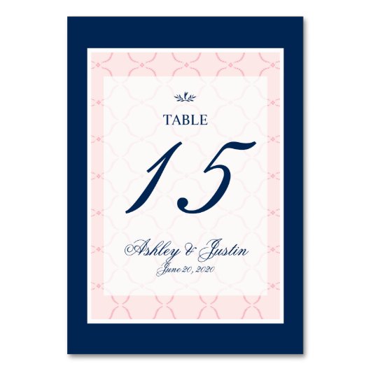 Numéro De Table Rose, bleu marine Mariage traditionnel Numéro de t (Dos)