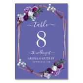 Numéro De Table Rose botanique violet  Gold Frame Mariage (Dos)