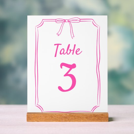 Numéro de table rose chaud Mariage simple moderne  (Neutre)