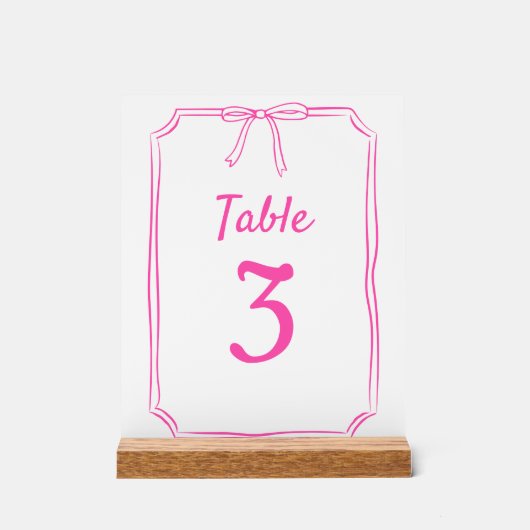 Numéro de table rose chaud Mariage simple moderne  (Recto)