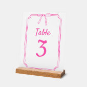 Numéro de table rose chaud Mariage simple moderne  (Angle)