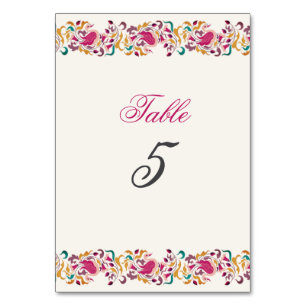 Numéro De Table Rose Classique Verte Jaune Florale Cygne Oiseau Ma