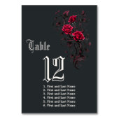 Numéro De Table Rose de Crimson gothique foncé à deux côtés (Dos)