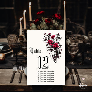 Numéro De Table Rose de Crimson gothique foncé à deux côtés