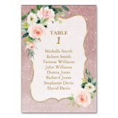 Numéro De Table Rose de fleurs roses Baptême d'or (Dos)