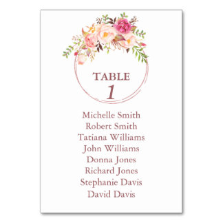 Numéro De Table Rose de fleurs roses Baptême d'or