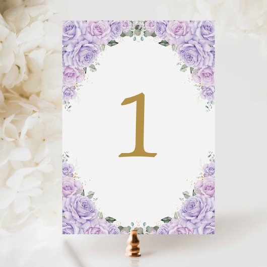 Numéro De Table Rose de lilas violet floral anniversaire Mariage d