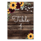 Numéro De Table Rose de tournesol rustique Mariage de bois (Dos)